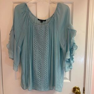 Zac & Rachel Light Blue Blouse with Ruffle Sleeves